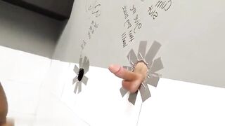 Large Breasty Bazookas Wife screws white rod in the Gloryhole