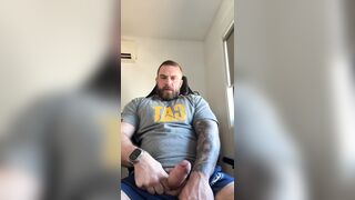 Muscular Aussie Bloke Edges in Office Chair & Explodes POV All Over Your Face