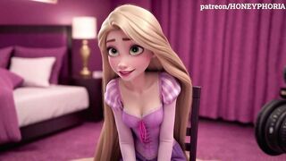 Shy Rapunzel in Sex Casting! Virginal Princess Does 1st Oral-job, Deepthroat & Tugjob Tangled CG toon animation