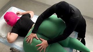 Large Booty Aunt Gets Carnal Oil Massage in Green Leggings