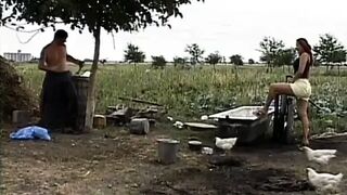 Mad floozy bangs her booty with an mature dick outdoors
