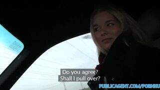 PublicAgent Golden-haired teen hitch hiker picked up and drilled