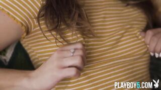 Bubble booty teen model Katie Kush exposes her curly twat and SEXY butt
