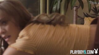 Bubble booty teen model Katie Kush exposes her curly twat and SEXY butt