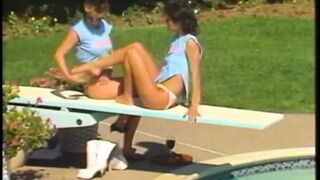 Hawt brunette hair playgirl rides her ally's biggest belt-on with her constricted snatch