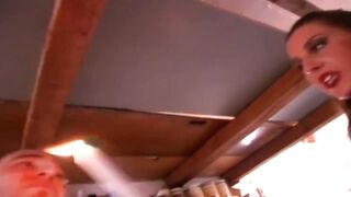 Dominant-bitch Stretches Yielding Chap's Butt Wide in Garage