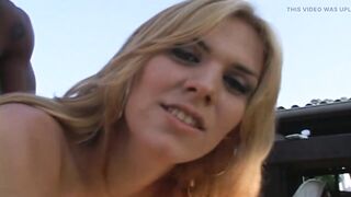 Blond Honey Groans Wildly Taking Massive BBC Outdoors
