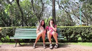 2 cuties entice us in a public place and we screwed her with a ally