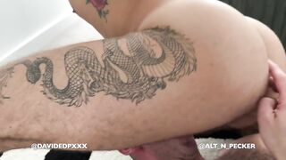 hawt dad sucking my uncut dick POV my unshaved booty and bushy balls slamming his face
