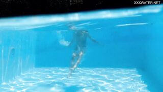 Bonnie hot constricted tiny brunette hair pornstar swimming
