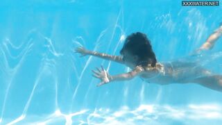 Bonnie hot constricted tiny brunette hair pornstar swimming