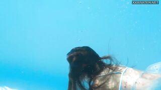 Bonnie hot constricted tiny brunette hair pornstar swimming