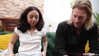 Stepdaughter Liora Vane is playing with a sex-toy but got interrupted by her stepdad.Stepdad makes it up to her,this chab fingers and screws the tiny teen.