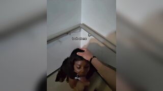 Shy Gal Gets Convinced in Elevator to Gulp a Stranger's Cum