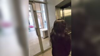 Shy Gal Gets Convinced in Elevator to Gulp a Stranger's Cum