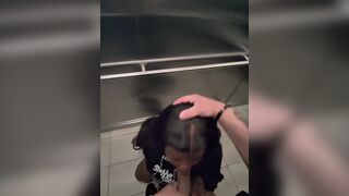 Shy Gal Gets Convinced in Elevator to Gulp a Stranger's Cum