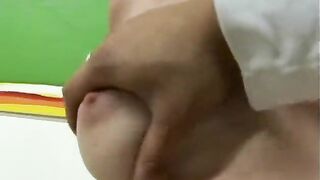 Brunette hair teen with piercing sucks weenie then gets drilled from POV