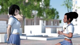 Manga Sex College Movie scene 8 - Large Titty Bffs Practice Scissoring Jointly at Anime Sex University