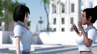 Manga Sex College Movie scene 8 - Large Titty Bffs Practice Scissoring Jointly at Anime Sex University