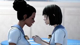 Manga Sex College Movie scene 8 - Large Titty Bffs Practice Scissoring Jointly at Anime Sex University
