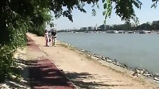 Lewd Chap and Sexually excited Brunette hair Have Hardcore Bang Session Outdoors