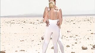 Fantastic blond lady in white gets wang in her constricted backdoor