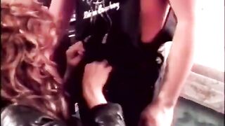 Aged biker bitch Jordan Lee bows over and gets her cunt pounded from the back