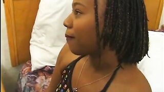 Large ass black wench gets nailed doggystyle in daybed