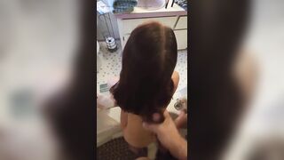 New Cum for Her Hair Previous to Shower