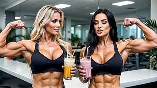 Female Bodybuilders stripped in the gym !! (Exposed in Public AI-Entertainment)