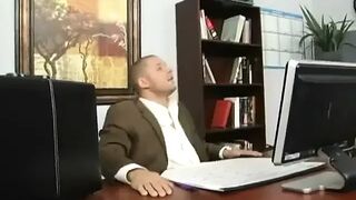 Large Bazookas at Work - Sara Stone Deepthroats Jock in the Job Interview