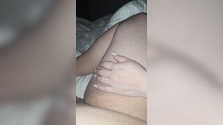 Step mommy hand will slide on step son penis during the time that is on his leg or not