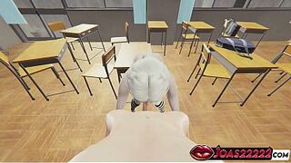 Lustful Nadine College Honey Animation - Jerking off and Servicing Huge Penis with Tugjob, Smutty Blow job Session in School Room Full of Groaning and Gloryhole Gulp