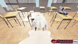 Lustful Nadine College Honey Animation - Jerking off and Servicing Huge Penis with Tugjob, Smutty Blow job Session in School Room Full of Groaning and Gloryhole Gulp