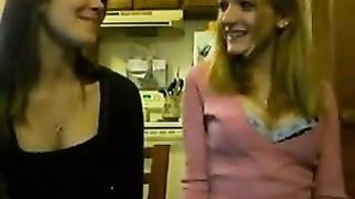 2 teen girls making out in front of webcam
