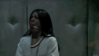 Chastity belted slave gets used by 2 dykes