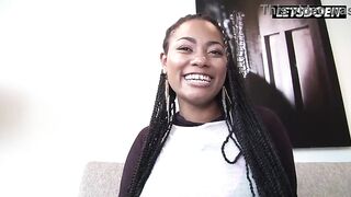 Tattooed Thick Black Gets Her Large Natural Boobs Caressed Hard... This babe Arches Back Wanting Dong