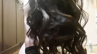 Little trans teen angel takes a 10 inch bbc sextoy