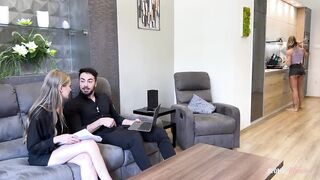 I Spy My Boyfriend Banging His Lustful Colleague and I Join and Lick His Cum from Her Vagina