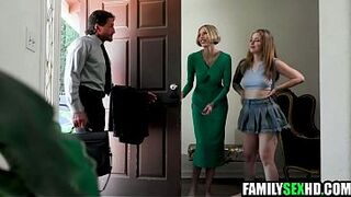 Pervy Stepdad Fucks Stepdaughter & Stepmom in threesome