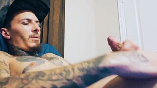 Jerking off my hard penis after a lengthy day