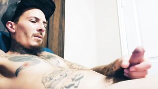 Jerking off my hard penis after a lengthy day