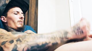 Jerking off my hard penis after a lengthy day
