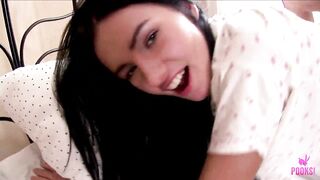 Caleb B grips Martha H's skinny waist as that babe rides him reverse cowgirl, her large titties bouncing with each thrust. That babe groans louder with every thrust. Her body shakes from the intensity!