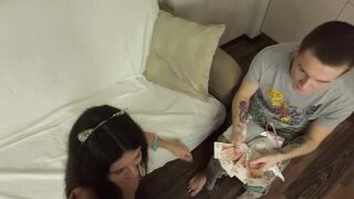 Cuckold That guy eat my cum from her snatch