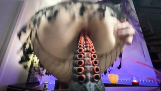 Small Witch Stretches Her Constricted Booty gap With A Thick Monster Sex toy. Anal. Squirt