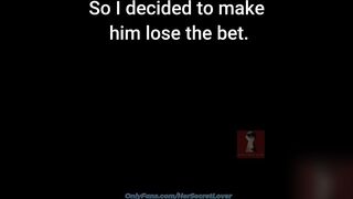 My spouse wager his 28-year-old apprentice that this chab couldn't screw me... I made him lose the wager.