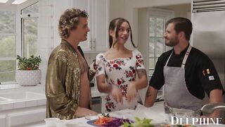 Delphine Films- April Olsen's Nasty Cooking Show Turns Into a Hawt THREE-SOME