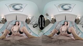 UP CLOSE VR - Small Brunette hair In Underware Maya Woulfe Tastes Your Dick Previous to Riding It POV