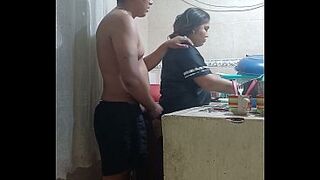 Mexican woman having anal-act of love in the kitchen, hurry up my boss will arrive any minute now. Mexico Town